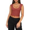 imageREORIA Womens Trendy Butsmooth Sexy Casual V Neck Double Lined Sleeveless Slimming Going Out Crop Tank TopRusty Red