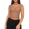 imageREORIA Womens Trendy Butsmooth Sexy Casual V Neck Double Lined Sleeveless Slimming Going Out Crop Tank TopSienna