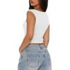 imageREORIA Womens Trendy Butsmooth Sexy Casual V Neck Double Lined Sleeveless Slimming Going Out Crop Tank TopWhite