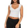 imageREORIA Womens Trendy Butsmooth Sexy Casual V Neck Double Lined Sleeveless Slimming Going Out Crop Tank TopWhite