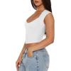 imageREORIA Womens Trendy Butsmooth Sexy Casual V Neck Double Lined Sleeveless Slimming Going Out Crop Tank TopWhite