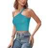 imageREORIA Womens Trendy Sexy One Shoulder Double Lined Seamless Backless Sleeveless Going Out Trendy Crop Tank TopsAcid Blue