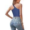 imageREORIA Womens Trendy Sexy One Shoulder Double Lined Seamless Backless Sleeveless Going Out Trendy Crop Tank TopsDark Blue