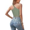 imageREORIA Womens Trendy Sexy One Shoulder Double Lined Seamless Backless Sleeveless Going Out Trendy Crop Tank TopsDark Green