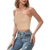 imageREORIA Womens Trendy Sexy One Shoulder Double Lined Seamless Backless Sleeveless Going Out Trendy Crop Tank TopsNude