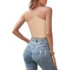 imageREORIA Womens Trendy Sexy One Shoulder Double Lined Seamless Backless Sleeveless Going Out Trendy Crop Tank TopsNude