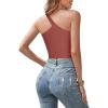imageREORIA Womens Trendy Sexy One Shoulder Double Lined Seamless Backless Sleeveless Going Out Trendy Crop Tank TopsRusty Red