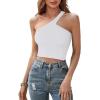 imageREORIA Womens Trendy Sexy One Shoulder Double Lined Seamless Backless Sleeveless Going Out Trendy Crop Tank TopsWhite