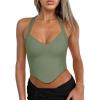 imageREORIA Butsmooth Double Lined Sexy Halter Tops Camisole V Neck Sleeveless Corset Y2K Going Out Crop Tank Tops for WomenDark Green