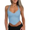 imageREORIA Butsmooth Double Lined Sexy Halter Tops Camisole V Neck Sleeveless Corset Y2K Going Out Crop Tank Tops for WomenSky Blue