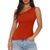 imageREORIA Womens One Shoulder Tops Summer Y2K Tank Top Asymmetric Sexy Cute Trendy Sleeveless Going Out Shirts 2025Cherry Tomato
