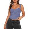 imageREORIA Womens Summer Sexy Square Neck Sleeveless Going Out Trendy Lace Bustier Tank Crop TopsBlue Nova