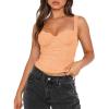 imageREORIA Womens Summer Sexy Square Neck Sleeveless Going Out Trendy Lace Bustier Tank Crop TopsPeach Fuzz