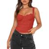 imageREORIA Womens Summer Sexy Square Neck Sleeveless Going Out Trendy Lace Bustier Tank Crop TopsRusty Red