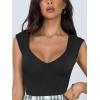 imageREORIA Butsmooth Womens Trendy Sexy Casual V Neck Double Lined Sleeveless Slimming Going Out Tank Top BodysuitsBlack