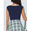 imageREORIA Butsmooth Womens Trendy Sexy Casual V Neck Double Lined Sleeveless Slimming Going Out Tank Top BodysuitsBlue