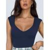 imageREORIA Butsmooth Womens Trendy Sexy Casual V Neck Double Lined Sleeveless Slimming Going Out Tank Top BodysuitsBlue