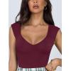 imageREORIA Butsmooth Womens Trendy Sexy Casual V Neck Double Lined Sleeveless Slimming Going Out Tank Top BodysuitsBurgundy