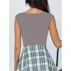 imageREORIA Butsmooth Womens Trendy Sexy Casual V Neck Double Lined Sleeveless Slimming Going Out Tank Top BodysuitsDeep Grey