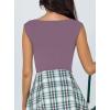 imageREORIA Butsmooth Womens Trendy Sexy Casual V Neck Double Lined Sleeveless Slimming Going Out Tank Top BodysuitsGrey Purple