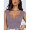 imageREORIA Butsmooth Womens Trendy Sexy Casual V Neck Double Lined Sleeveless Slimming Going Out Tank Top BodysuitsHazy Lilac