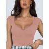 imageREORIA Butsmooth Womens Trendy Sexy Casual V Neck Double Lined Sleeveless Slimming Going Out Tank Top BodysuitsPink