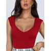 imageREORIA Butsmooth Womens Trendy Sexy Casual V Neck Double Lined Sleeveless Slimming Going Out Tank Top BodysuitsRed