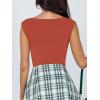 imageREORIA Butsmooth Womens Trendy Sexy Casual V Neck Double Lined Sleeveless Slimming Going Out Tank Top BodysuitsRusty Red