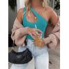 imageREORIA Butsmooth Womens Trendy Sexy Plunge One Shoulder Sleeveless V Backless Going Out Tank Bodysuits TopsAcid Blue