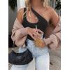 imageREORIA Butsmooth Womens Trendy Sexy Plunge One Shoulder Sleeveless V Backless Going Out Tank Bodysuits TopsBlack