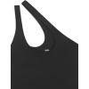 imageREORIA Butsmooth Womens Trendy Sexy Plunge One Shoulder Sleeveless V Backless Going Out Tank Bodysuits TopsBlack