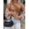 imageREORIA Butsmooth Womens Trendy Sexy Plunge One Shoulder Sleeveless V Backless Going Out Tank Bodysuits TopsBrown