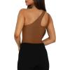 imageREORIA Butsmooth Womens Trendy Sexy Plunge One Shoulder Sleeveless V Backless Going Out Tank Bodysuits TopsBrown