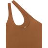 imageREORIA Butsmooth Womens Trendy Sexy Plunge One Shoulder Sleeveless V Backless Going Out Tank Bodysuits TopsBrown