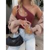 imageREORIA Butsmooth Womens Trendy Sexy Plunge One Shoulder Sleeveless V Backless Going Out Tank Bodysuits TopsBurgundy