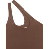 imageREORIA Butsmooth Womens Trendy Sexy Plunge One Shoulder Sleeveless V Backless Going Out Tank Bodysuits TopsCoffee
