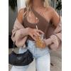 imageREORIA Butsmooth Womens Trendy Sexy Plunge One Shoulder Sleeveless V Backless Going Out Tank Bodysuits TopsCoffee