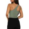 imageREORIA Butsmooth Womens Trendy Sexy Plunge One Shoulder Sleeveless V Backless Going Out Tank Bodysuits TopsDark Green