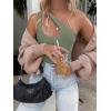 imageREORIA Butsmooth Womens Trendy Sexy Plunge One Shoulder Sleeveless V Backless Going Out Tank Bodysuits TopsDark Green