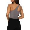 imageREORIA Butsmooth Womens Trendy Sexy Plunge One Shoulder Sleeveless V Backless Going Out Tank Bodysuits TopsDeep Grey