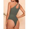 imageREORIA Butsmooth Womens Trendy Sexy Plunge One Shoulder Sleeveless V Backless Going Out Tank Bodysuits TopsGrey Green