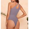 imageREORIA Butsmooth Womens Trendy Sexy Plunge One Shoulder Sleeveless V Backless Going Out Tank Bodysuits TopsHazy Lilac