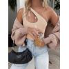 imageREORIA Butsmooth Womens Trendy Sexy Plunge One Shoulder Sleeveless V Backless Going Out Tank Bodysuits TopsNude
