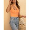 imageREORIA Butsmooth Womens Trendy Sexy Plunge One Shoulder Sleeveless V Backless Going Out Tank Bodysuits TopsOrange