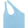 imageREORIA Butsmooth Womens Trendy Sexy Plunge One Shoulder Sleeveless V Backless Going Out Tank Bodysuits TopsSky Blue