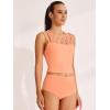 imageREORIA Womens Lace Crewneck Sleeveless Camisole Tank Crop Tops 2024 SpringSummer Designer CollectionPeach Nectar