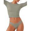 imageREORIA Womens Long Sleeve Crew Neck Double Layer Crop Top 2025 FallWinter Designer CollectionGrayish Green