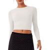 imageREORIA Womens Long Sleeve Crew Neck Double Layer Crop Top 2025 FallWinter Designer CollectionOffwhite