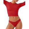 imageREORIA Womens Long Sleeve Crew Neck Double Layer Crop Top 2025 FallWinter Designer CollectionRed