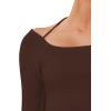 imageREORIA Womens Long Sleeve Square Neck Top Double Layer Reversible Sexy Crop Tops 2025 FallWinter Designer CollectionCocoa